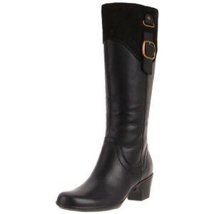 CLARKS INGALLS DELAWARE LEATHER TALL FASHION RIDING BOOTS Size 8.5 Black